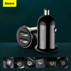 Baseus Mini Dual USB Car Charger 4.8A Fast Charging 2 Port USB Phone Auto Charger Adapter for Mobile Phone Tablet Car Charge