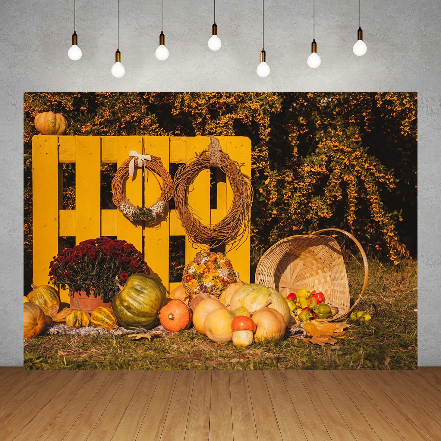 Pumpkins in the Basket Photography Backgrounds Custom Backdrops Photo Studio for Children Portrait Halloween Party Photocall