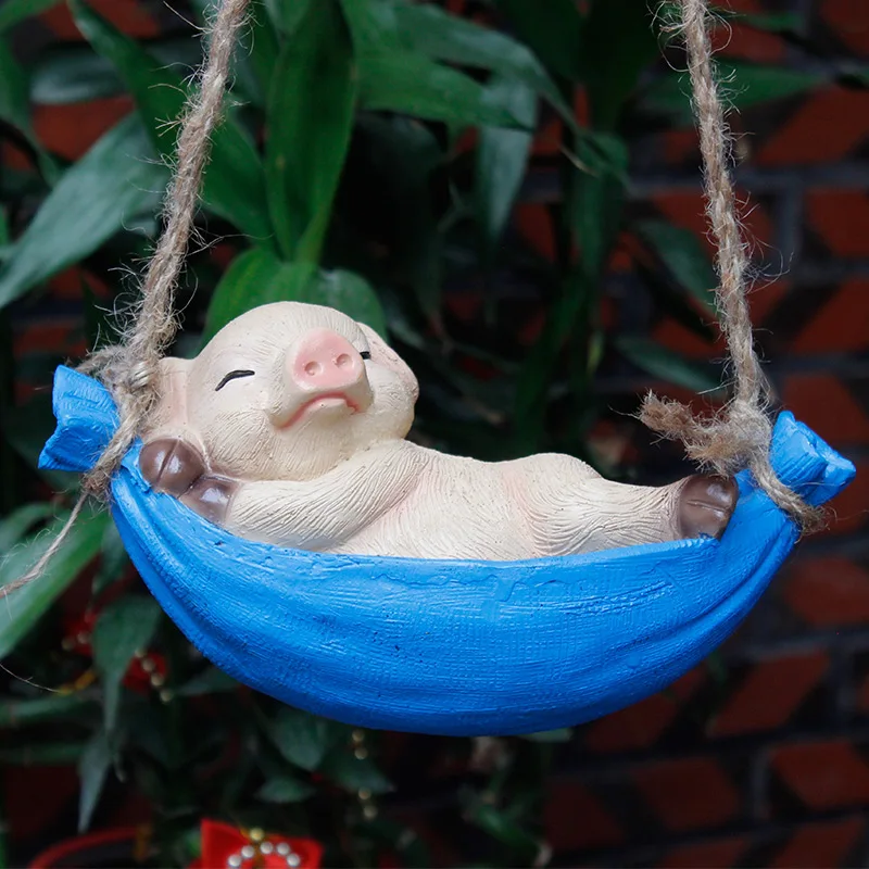 

Outdoor Pastoral Simulation Animal Swing Rabbit Pig Cute Ornaments Garden Figurines Crafts Courtyard Park Accessories Decoration