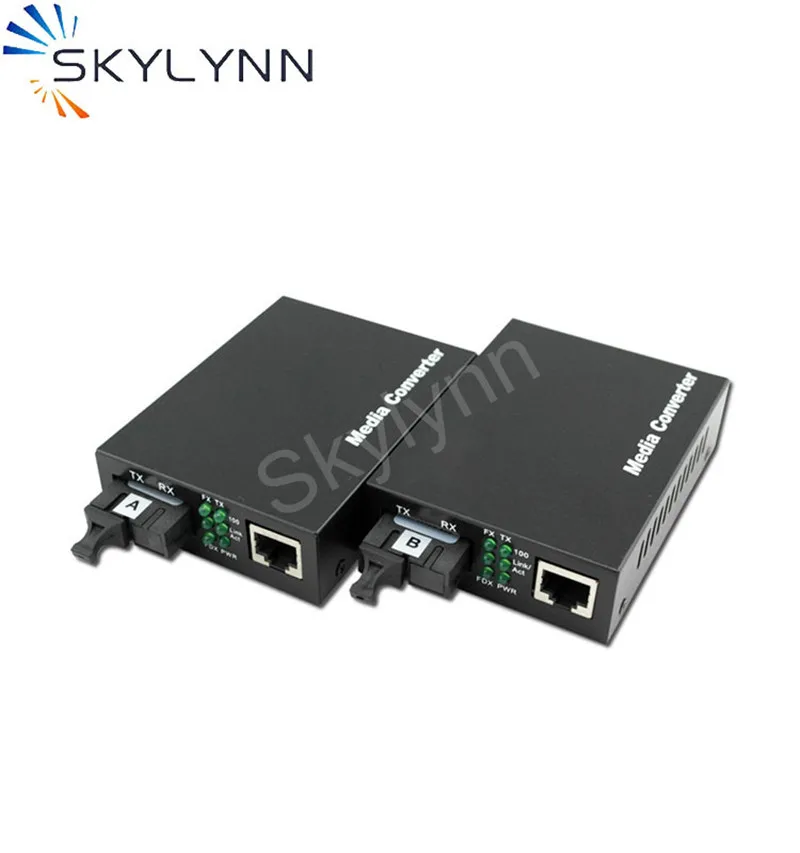 5 Pcs Optical Fiber Media Converter 100 Mbps Single Port UTP/STP RJ45 to Multimode SC Connector 2Km