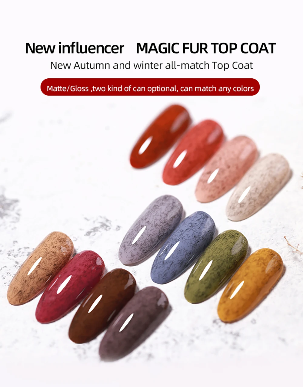 Vendeeni 15ml Faux-Fur-Effekt Gel-Nagellack, Top- und Base-Coat erforderlich, Matt-Effekt UV Soak-Off Gel-Lack, Nagelkunst-Maniküre-Gel – Detail 1