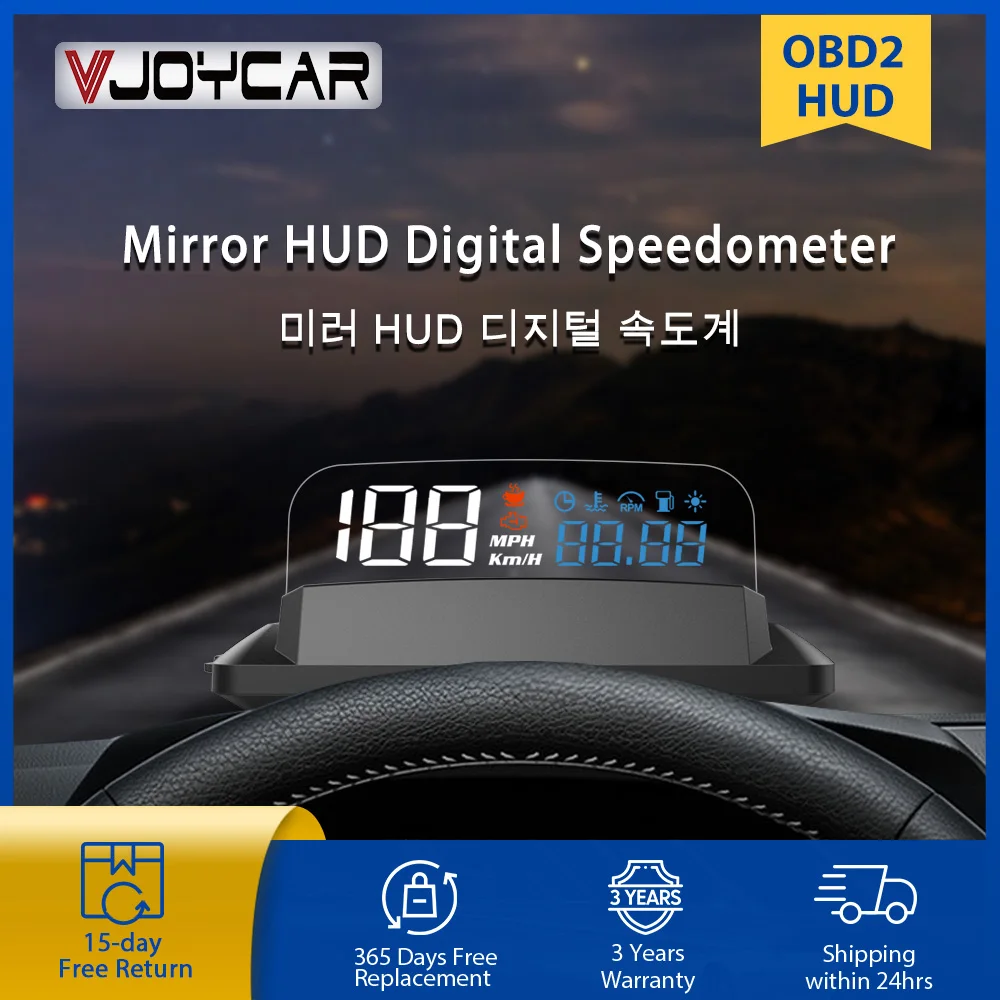 New OBD2 Mirror HUD Car Head Up Display Digital Speed Projector Alarm Oil Temperature Turbo Pressure Auto Gauge