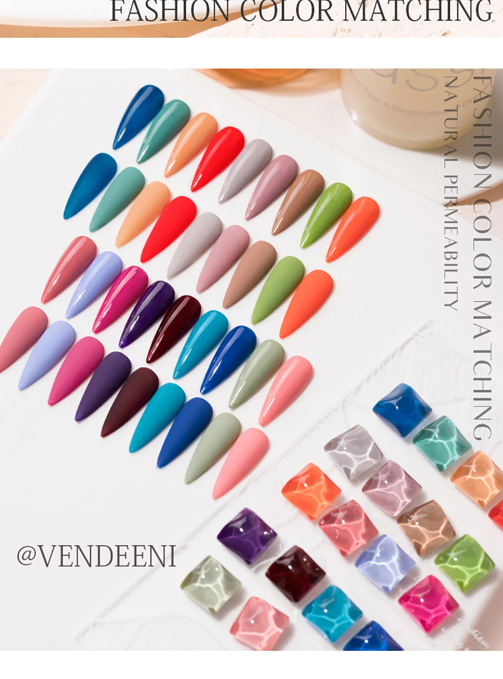 Vendeeni 18 Farben Sommer Gel-Nagellack Semi-Permanenter Bunter UV-Soak-Off Gel-Lack Reiner Farbgel-Lack für Nagelkunst – Detail 14
