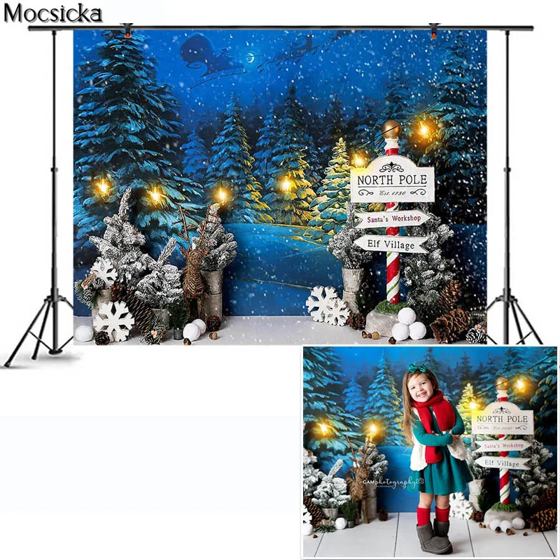Zima płatki śniegu kraina czarów fotografia tło prezent na boże narodzenie portret rodzinny strona wystrój tła Photo Studio tapeta