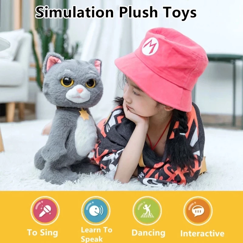 

Cute Electric Plush Toy Cat Electric Toy Robot Pet Can Singing Walking Speaking Music Effect High Simulation Cat Kid Girl Gifts