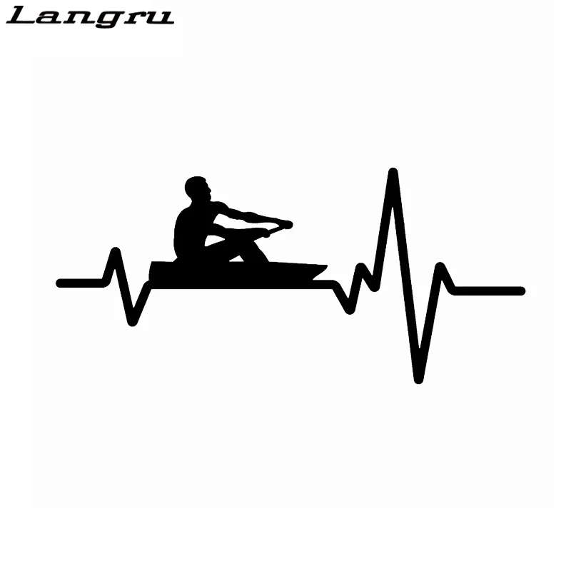 

Langru 16.1CM*7.4CM Crew Rowing Paddle Canoe Kayak Heartbeat Decal Vinyl Car Sticker Accessories Jdm