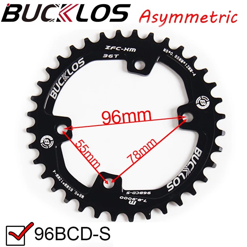 BUCKLOS MTB 96S BCD Chainring Asymmetry 8/9/10/11speed Mountain Bike Chainwheel 32T 34T 36T 38T for Shimano XTR XT SLX