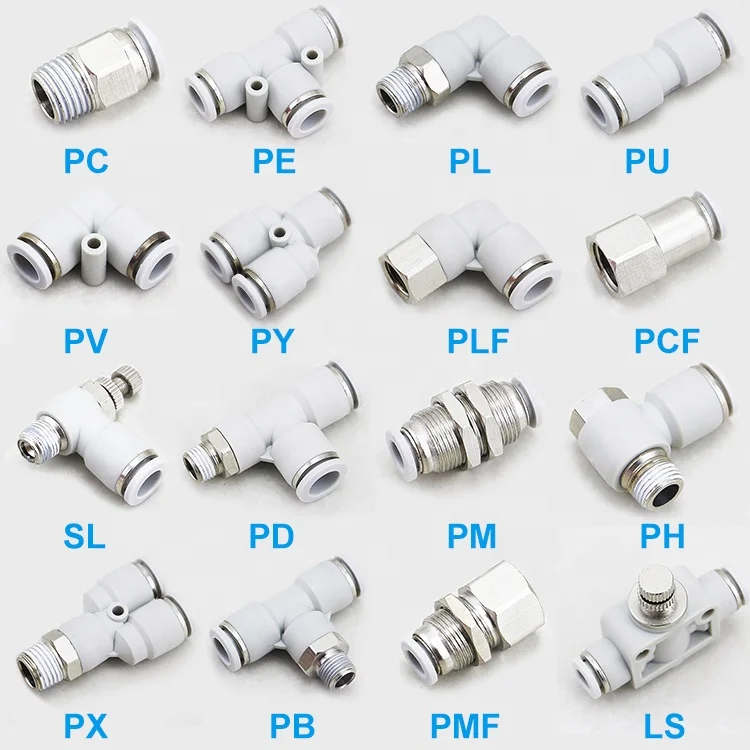 Pneumatic Fittings Pipe Connector Tube 4 5 14mm OD Hose Reducing 8 10 12mm PG PVG PEG PW PZAG Plastic Push In Air Quick Fitting