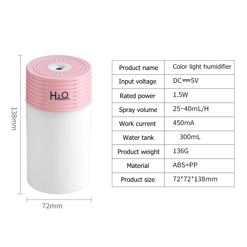 300ml usb umidificador de ar mini ultra-sônico fabricante de névoa fria com colorido led night light para casa carro aroma humidificador difusor