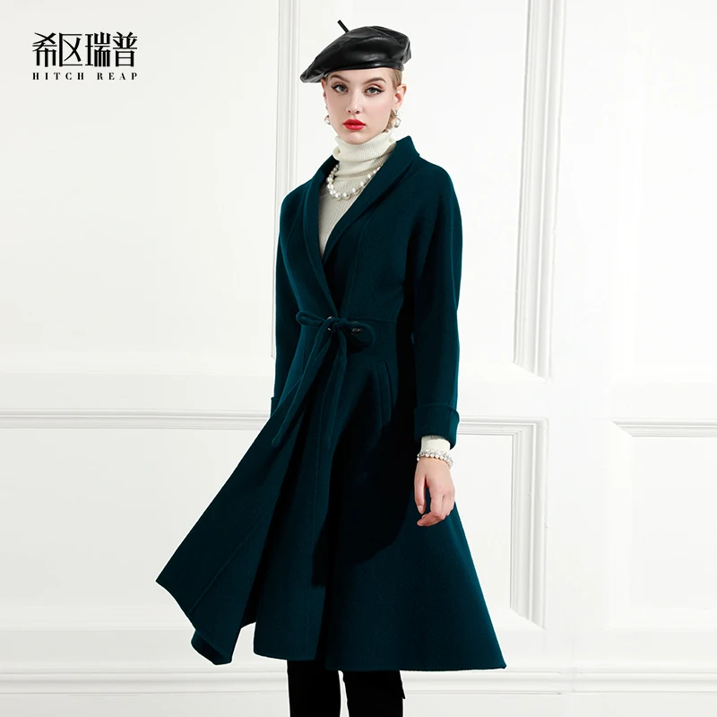 

Double Sided Cashmere Wool Coat Medium Length Coat Cashmere Free Waist Closing 2021 New Style