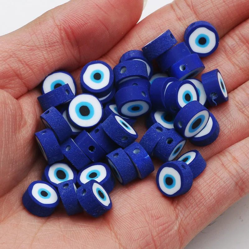 Blue evil Eye Beads Polymer Clay Beads Round Loose Spacer Beads for Jewelry Making DIY Bracelet Handmade Crafts 20/50/100pcs