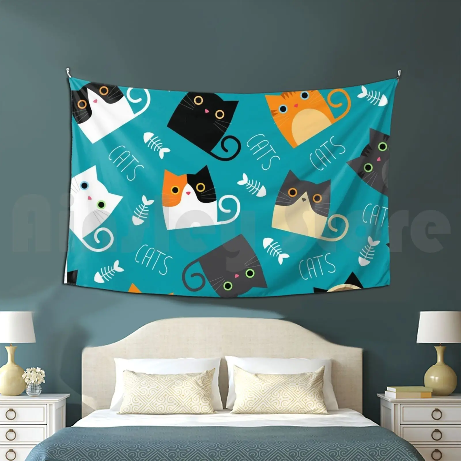 Cats Cats Everywhere Tapestry Living Room Bedroom Cat Cats Cat Lover I Love Cats Calico Calico Cat Tuxedo Cat