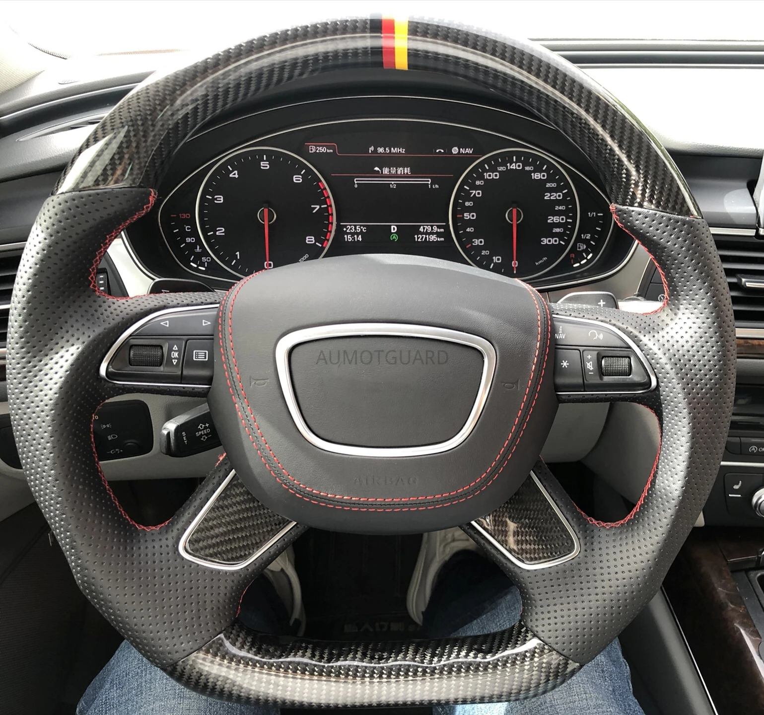 

Fully Perforated Steering Wheel Flat Bottom Steering Wheel Sporty Carbon Fiber Steering Wheel For Audi A3 A4 A5 A6 A7 Q3 Q5 Q7