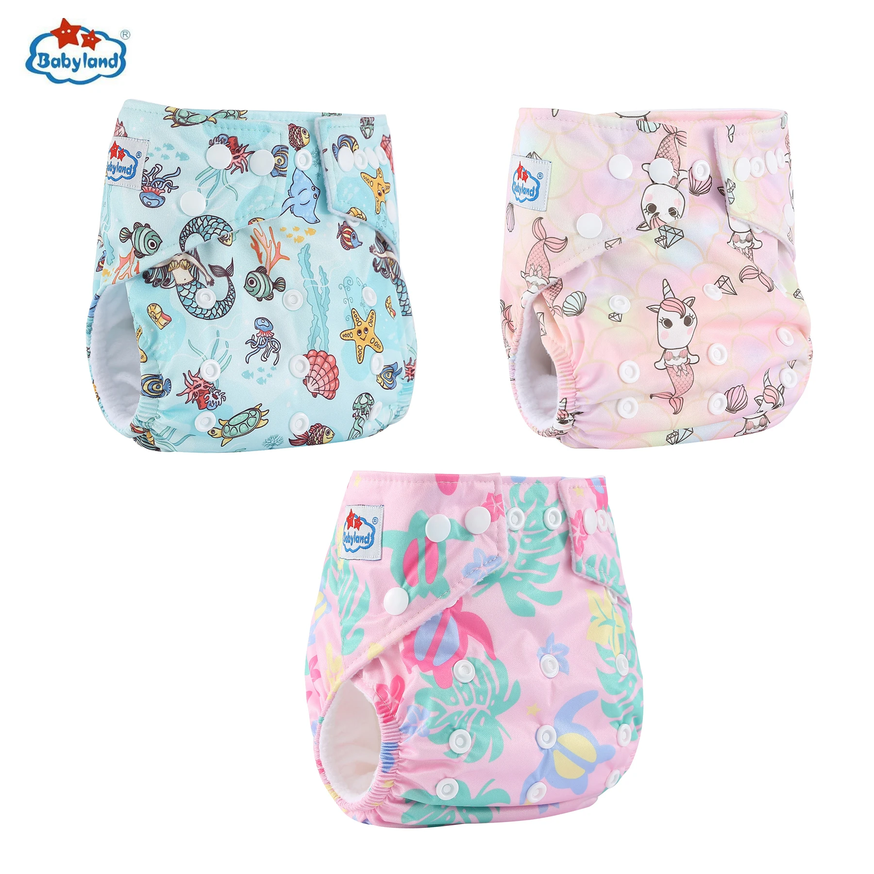 Fralda Babyland Fraldas De Bolso Ecologica 3 pçs/lote Eco Fraldas Laváveis Bebê Fralda de Pano Fralda Covers Tamanho Ajustável