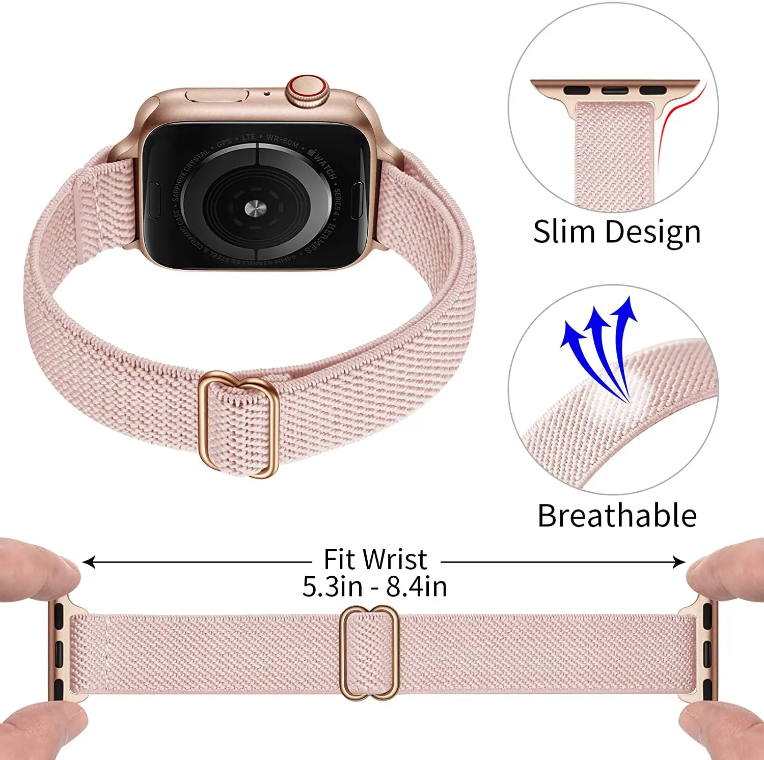 Slim Strap for Apple watch band 40mm 44mm 45mm 41mm 38mm 42mm Adjustable Elastic Nylon bracelet iWatch serie 3 4 5 6 se 7 band