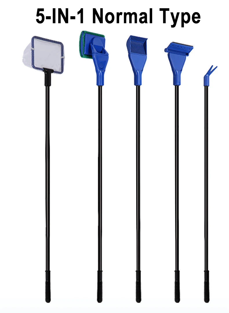 6-IN-1 Aquarium-Reinigungswerkzeuge-Sets, Aquarium-Reinigungsset, Fischnetz, Kies, Rechen, Algenschaber, Gabel, Schwamm, Bürste, Glasreiniger – Detail 10