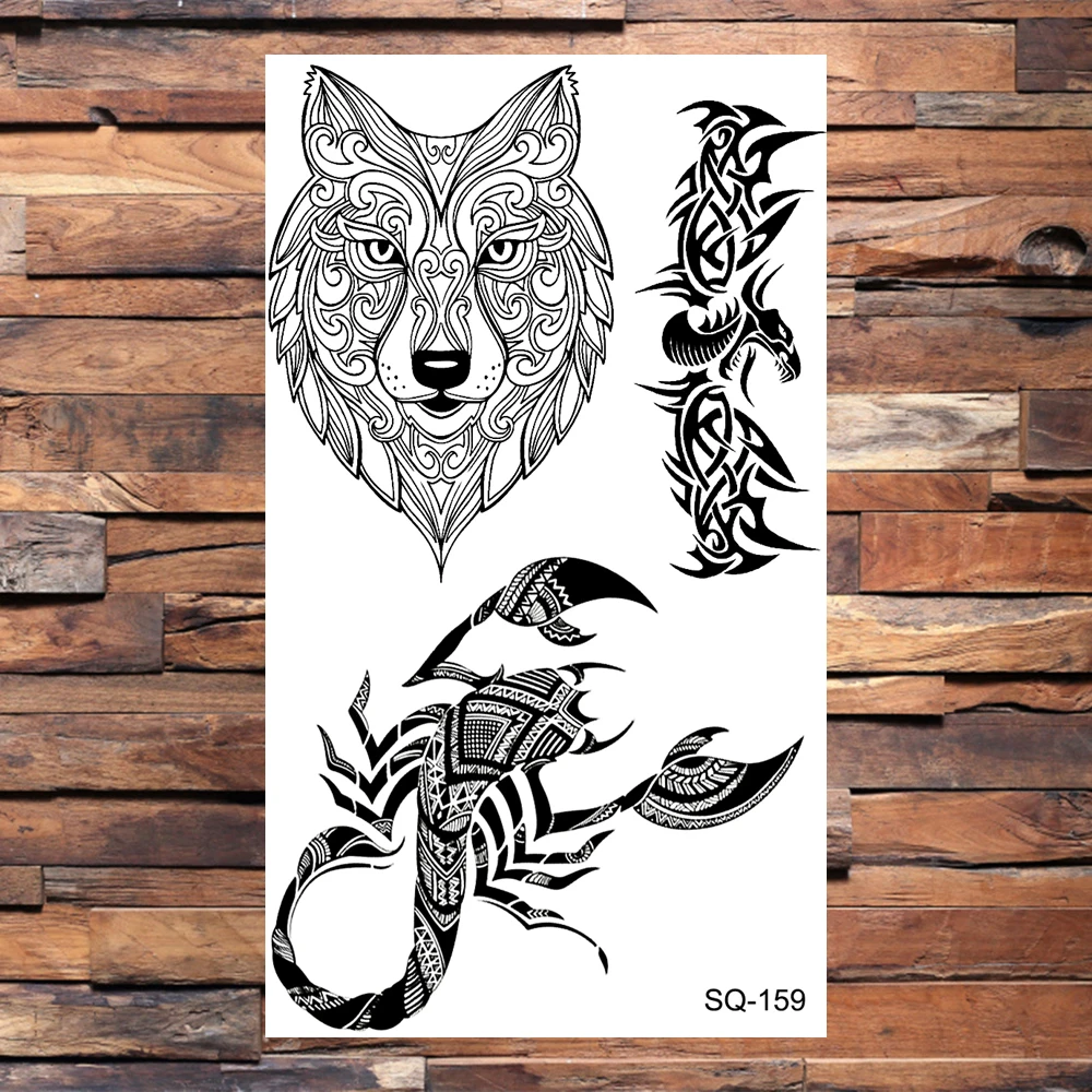 성인 여성용 검은 거북이 거북이 임시 문신, 해마 만다라 고래 드림 캐처, 가짜 문신 스티커, 바디 타투 / 타투 \u0026 바디아트, image size:1000x1000