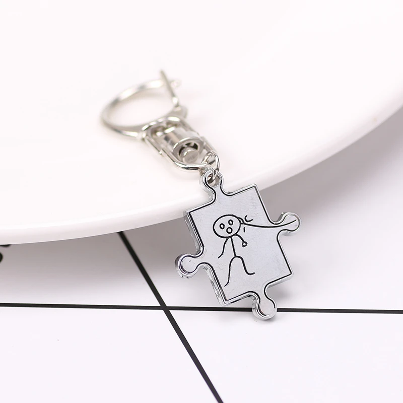 Keychain Memorial Couple Love Keychain Puzzle Shape Alloy Pendant Male And Female Friends Fashion Jewelry Gift Брелок