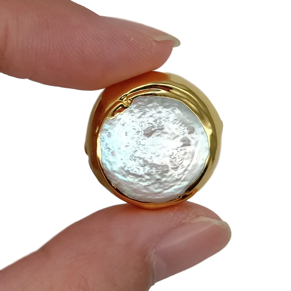 5PCS Freshwater White Coin Pearl beads findings jewelry design loose beads