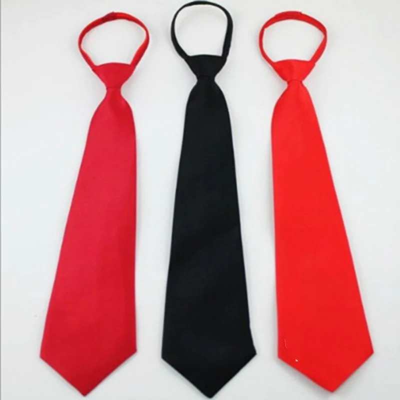 Hot Sale 8cm Ties For Men Lazy Narrow Easy Pull The Rope Tie Solid Zipper Wedding Business Supplies Zipper Large Ties