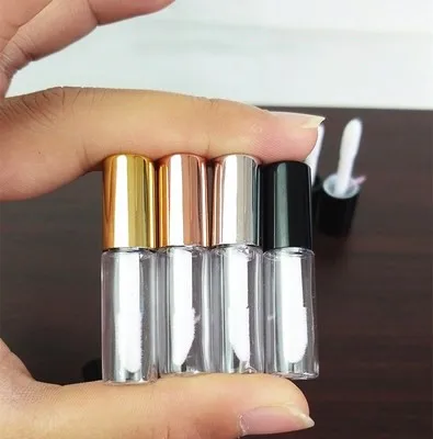 

100pcs Empty Transparent Plastic Lip Gloss Tubes 1.2ml Lip Balm Tube Lipstick Mini Sample Cosmetic Container With Rose Gold Cap