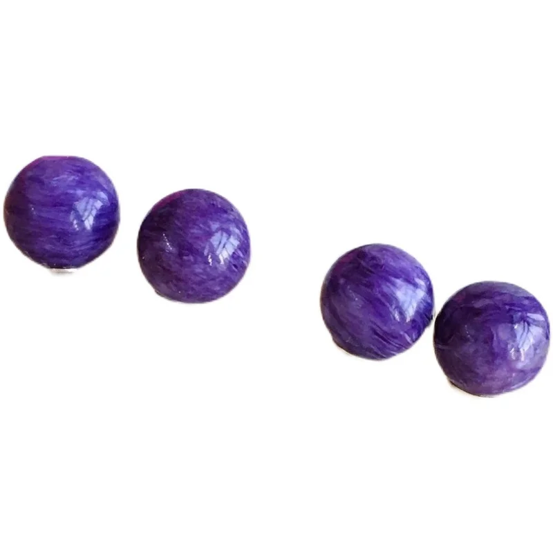 Natural Charoite Stud Earrings Sterling 925 Silver Gemstone  Jewelry for Woman Lady Wedding Party Gift