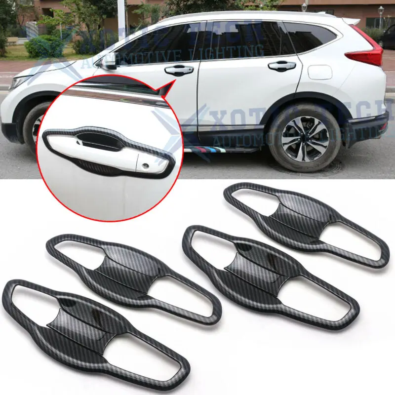 

For Honda CR-V CRV 2017 2018 2019 2020 Car Exterior Door Handle Bowl Cover Trim Protector ABS Carbon Fiber Look Style