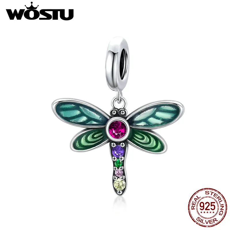 WOSTU Genuine 925 Sterling Silver Bee Dreamcatcher Wings Bead Charm Pendant Fit Original Bracelet Bangle Women DIY Fine Jewelry