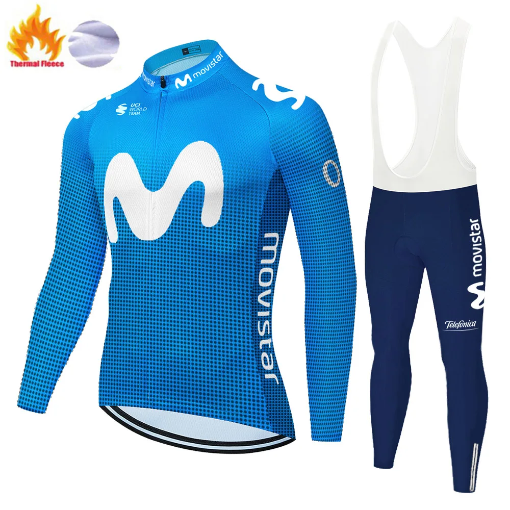 2023 Movistar cycling clothing men winter Long sleeve cycling Jersey MTB breathable Ropa Ciclismo Bicycle winter cycling wear