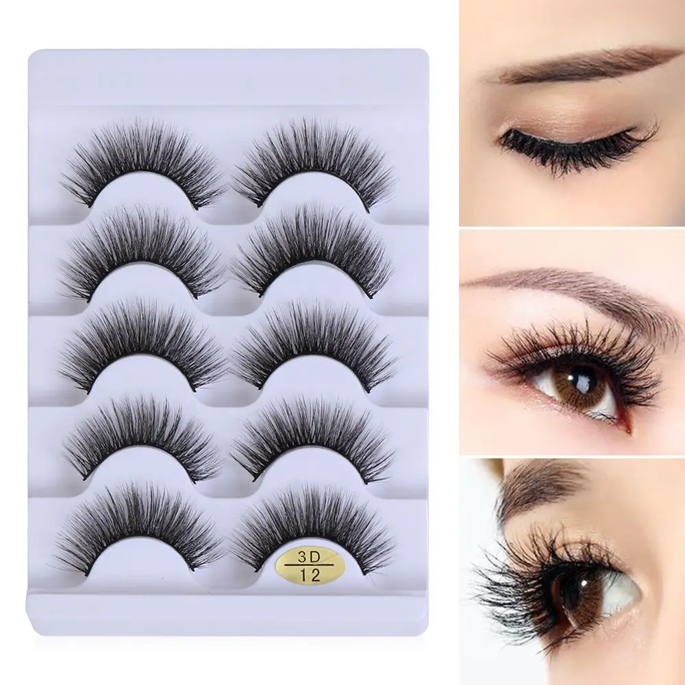 Pares de herramientas de maquillaje de ojos, extensiones de pestañas postizas de pelo de visón falso 3D, largas y naturales, acampanadas, múltiples estilos, entrecruzadas