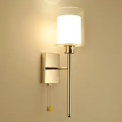 Modern Simple Bedroom Bedside Wall Lamp with Switch Double Glass Lampshade Fashion Restaurant Aisle Study Living Room Wall Light