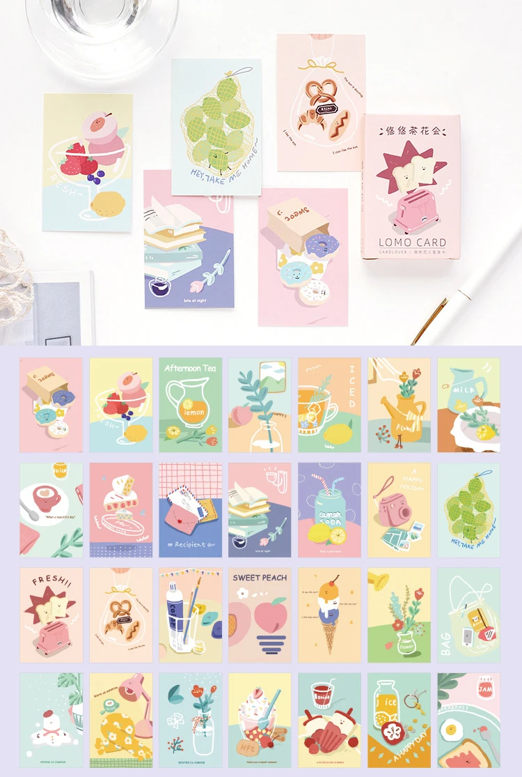 

Multi-use 5.2*8cm 54pcs Mini Card Afternoon Tea Ice Cream Design As Scrapbooking Background Party Invitation Cards