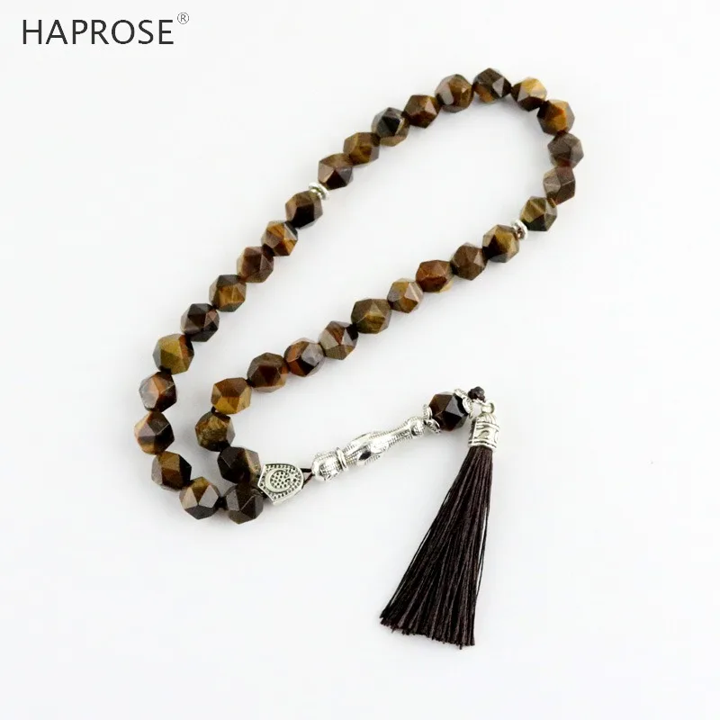 8mm New Design Tiger Eye Stone Beaded Bracelet 33 Prayer Beads Islamic Muslim Tasbih Allah Mohammed Rosary Bracelets