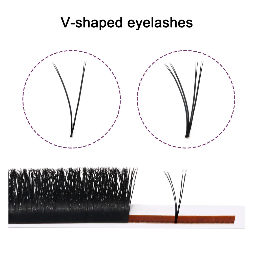 Quewel V Shape Flat Eyelashes Extensions YY Lashes Auto-Fans 2D Double Tip Eyelash Soft Ellipse Flat Volume Lash Faux Mink