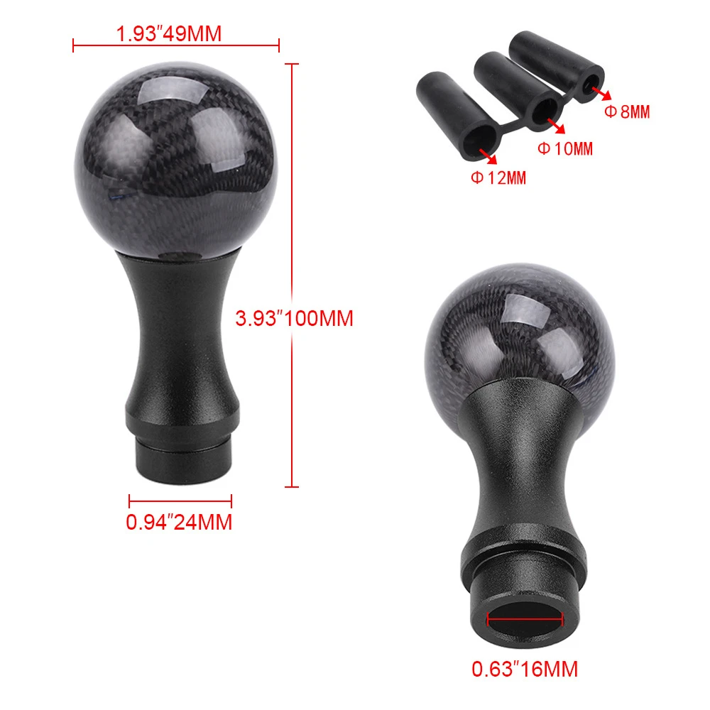 

Универсальная 100 мм автомобильная круглая новая AT MT из углеродного волокна, алюминиевая ручка переключения передач, адаптер рычага переключения передач, аксессуары для ручного автомобильного переключения передач