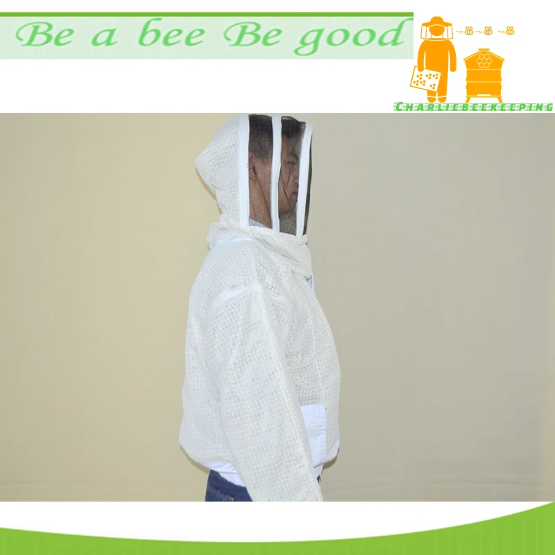 3 Layers Fully Ventilated Beekeeping Jacket with Fir-Against Fencing Veil, Round Veil Triple Layers Vented Beekeeping Jacket