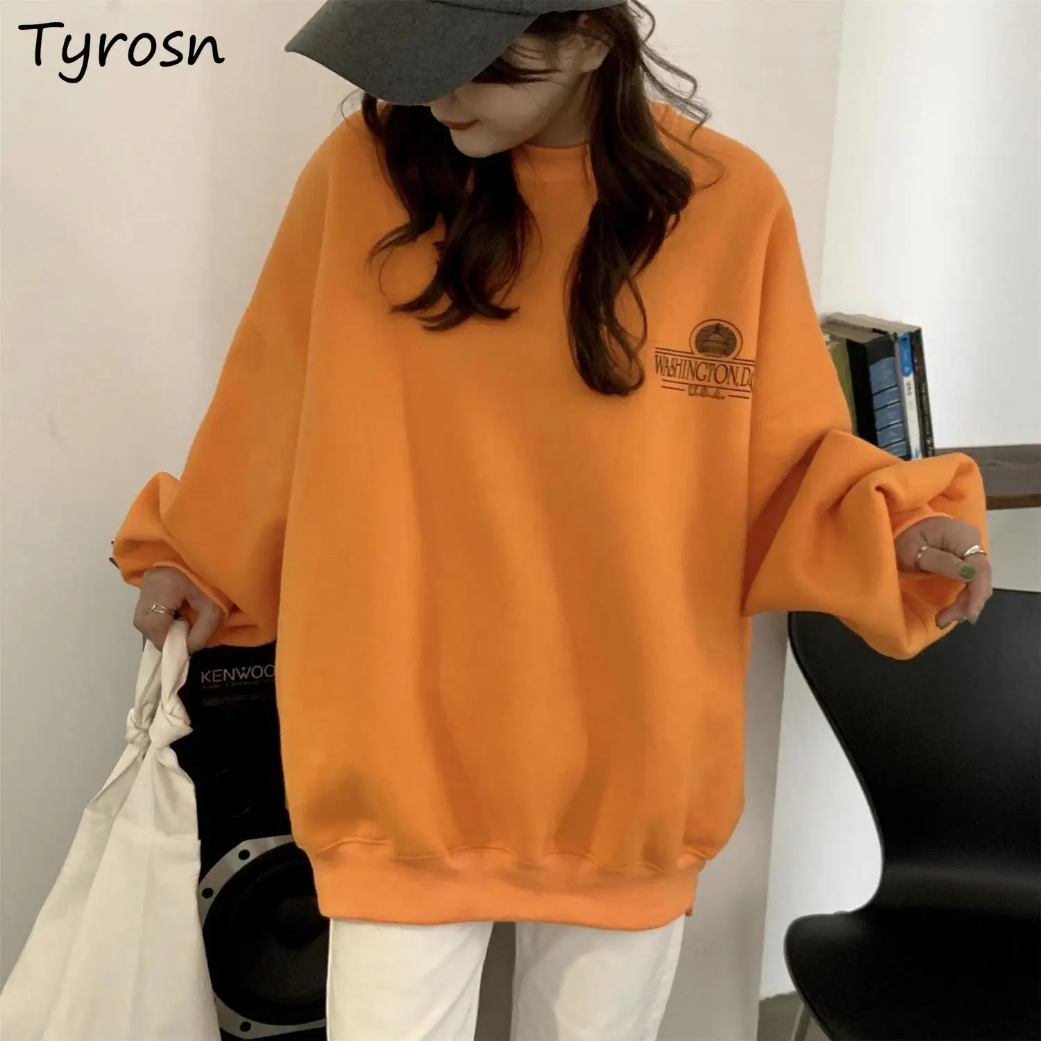 

Hoodies Women Sweet O-neck Letter Printing Sweatshirts Woman All-match Cotton Korean Fashion Streetwear Loose Tops Chic Ho Sale