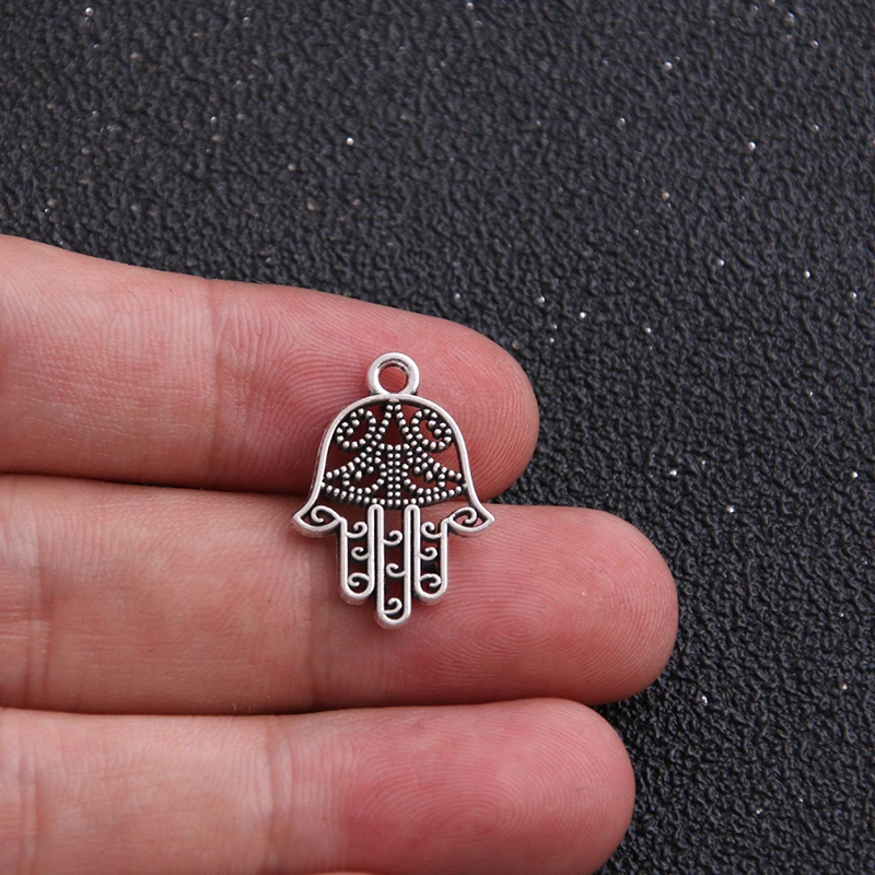 18pcs/lot 15*21mm  Antique   Metal Alloy mini Hand of Fatima Charms Jewelry Hand Charms   DIY Jewelry Accessories Findings