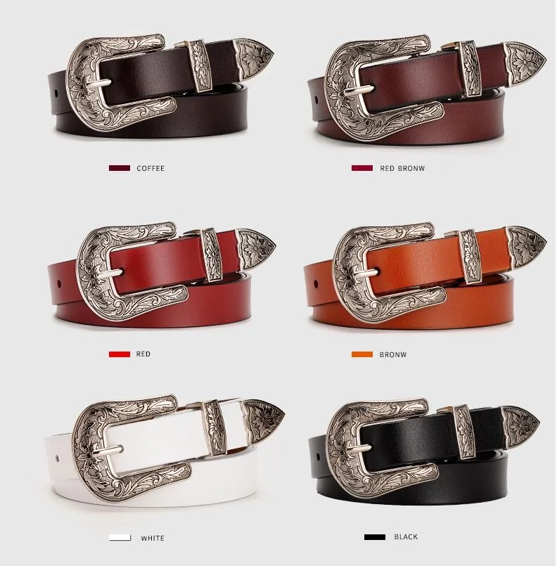 TOTRUST Belt For Women Dress Woman Vintage Luxury Strap Female Belts Second Layer Cow Skin Top Quality  Retro Punk Belt For Jean