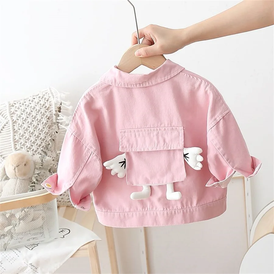 Baby Coat Girl Denim Jacket Cotton Long-Sleeved Clothes Cute Girl Outer Coat Child jeans Children\'s Jacket 9M-7T