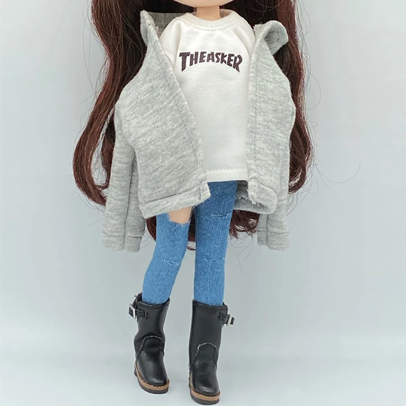 Vendita calda Blythe vestiti cappotto grigio o bianco T adatto per barbie, Blyth, OB24, Azone, 1/6 accessori per bambole