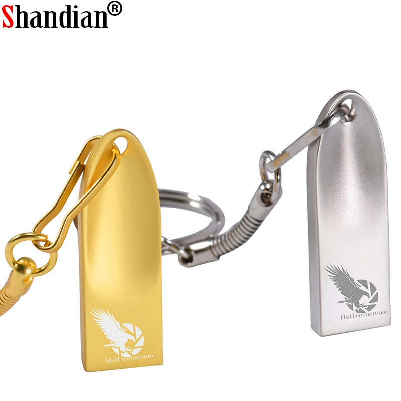 SHANDIAN metalowa pamięć USB flash USB 2.0 pen drive srebrny złoty 4GB 16GB 32GB 64GB 128GB Pendrive przenośny Pendrive własne logo