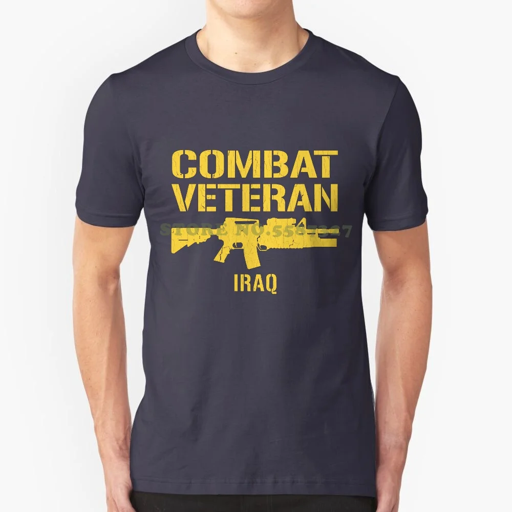 Combat Veteran Iraq ( Vintage Distressed ) 100% Pure Cotton T-Shirt Afghanistan Veteran Army Dad Army Grandparent Army Mom Army