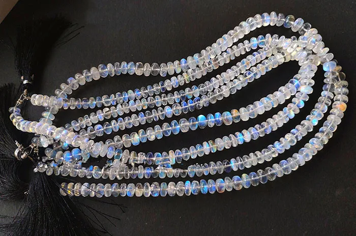 AAA loose beads Moonstone roundel  white rainbow  4-6mm  38CM  for DIY jewelry making FPPJ wholesale beads nature gem stone