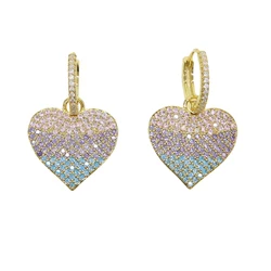 2020 valentine's Day gift for lover girlfriend pastel colorful cz heart charm dangle drop earring fashion
