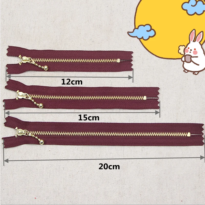 5pcs 3# Gold Metal Zipper Close-end Zip 12/15/20cm for Jeans Bags Sewing Tailor Garments Handbag Craft DIY Accessories