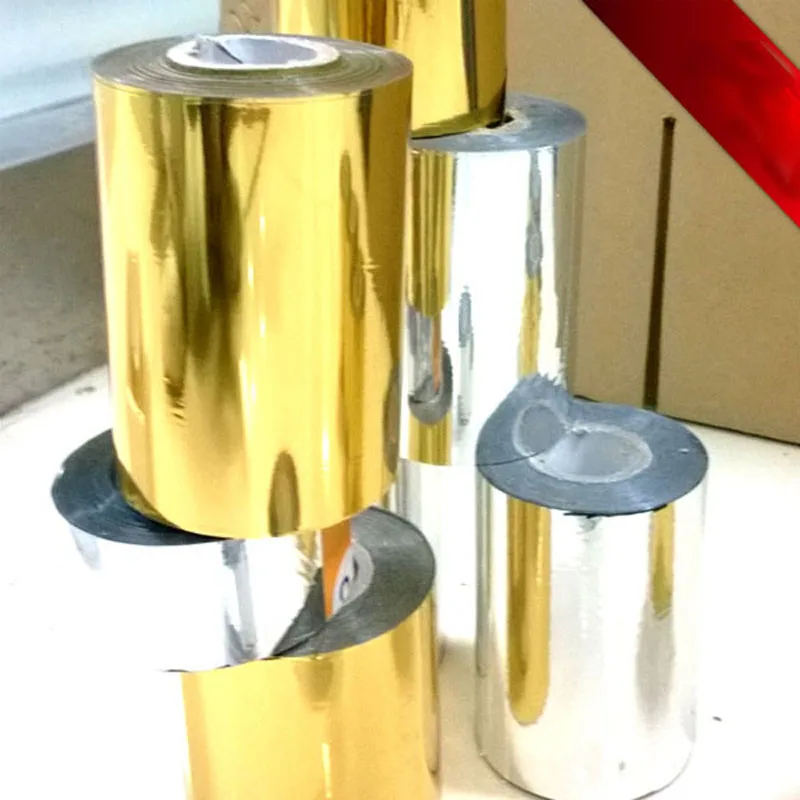 Papel dorado en caliente de 120M x 4CM, aluminio anodizado para tarjeta de PVC, máquina bronceadora de plástico de cuero PU, papel especial de lámina dorada y plateada