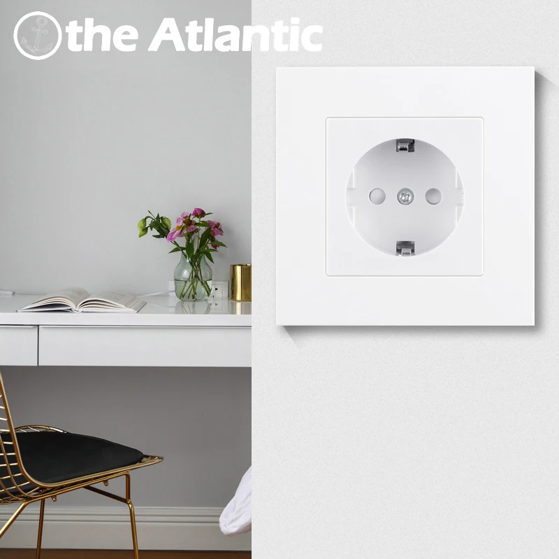 Atlectric EU/DE/RU Standard Universal Plug Wall Socket White Plastic Panel Electrical Socket Outlet 1/2/3/4 Multiple Sockets