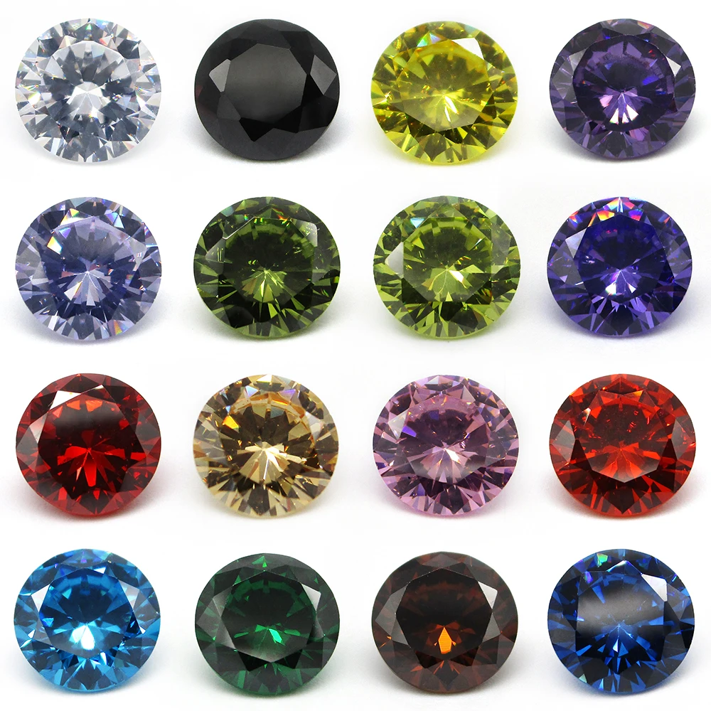 1.0~10mm AAAAA Różne Kolory Luźne Kamienie Cyrkoniowe Okrągłe Szlif Brilliant CZ Syntetyczne Kamienie Szlachetne Do Tworzenia Biżuterii DIY