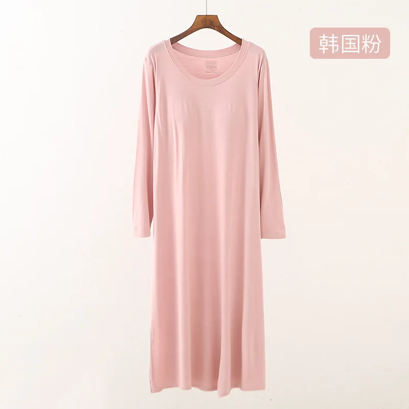 Fdfklak New Loose Sleeping Dress Nighty Night Wear 2023 Spring Autumn With Chest Pad Nightdress Long Sleeve Sleepwear Woman